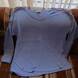 Vintage America Light Blue Waffle Knit V-Neck Pullover